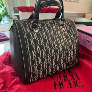 Carolina Herrera Brown and Cream Andy Bag, excellent condition.